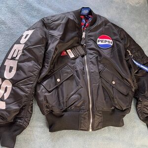 Pepsi Reversible Black Bomber Jacket with Logo Patch